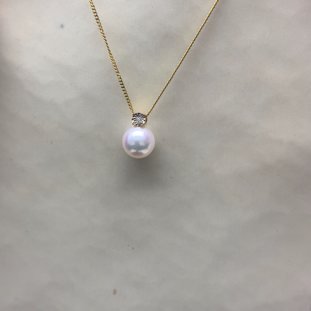 海水珍珠颈饰18K金镶嵌8-5akoya王妃吊坠