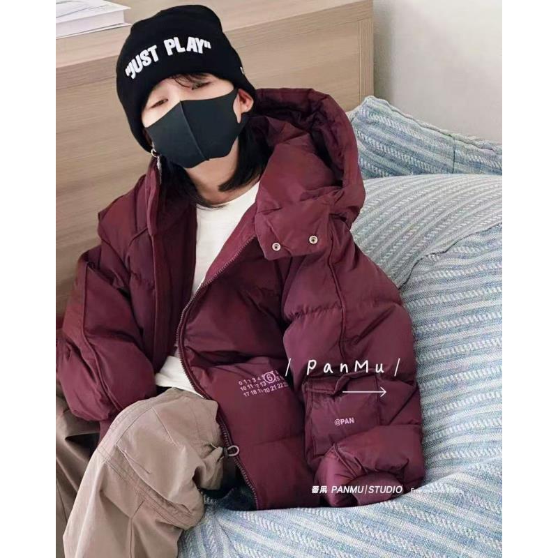 412263《红》韩版儿童休闲百搭时尚连帽洋气羽绒服