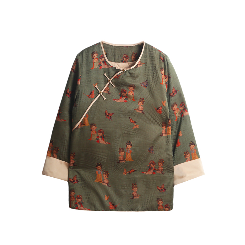 【大鱼海棠】25姆小唐人满桑红云纱花罗设计感对襟加棉外套12560-5