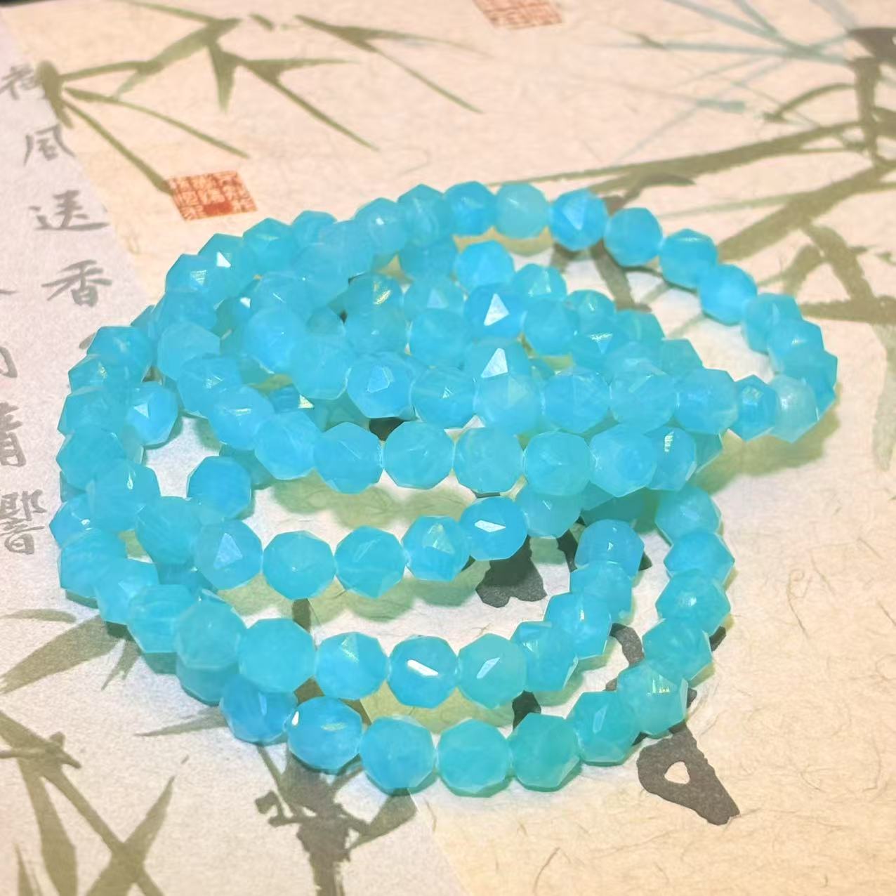 E1111 天河石刻面手串 多样性发其一