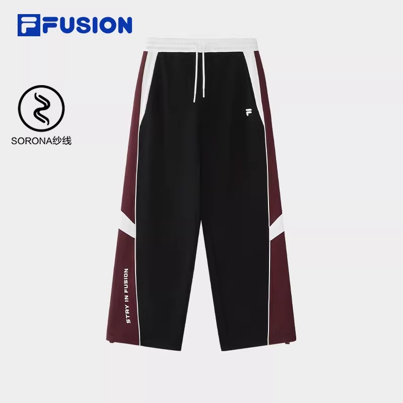 FILA斐乐女款系带条纹复古学院风松紧长裤运动休闲T11W612604