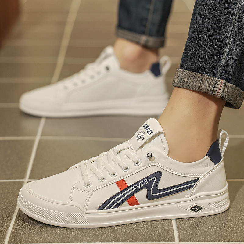 2025春季新款板鞋男皮面软底软面轻便休闲鞋防滑耐磨时尚小白鞋男