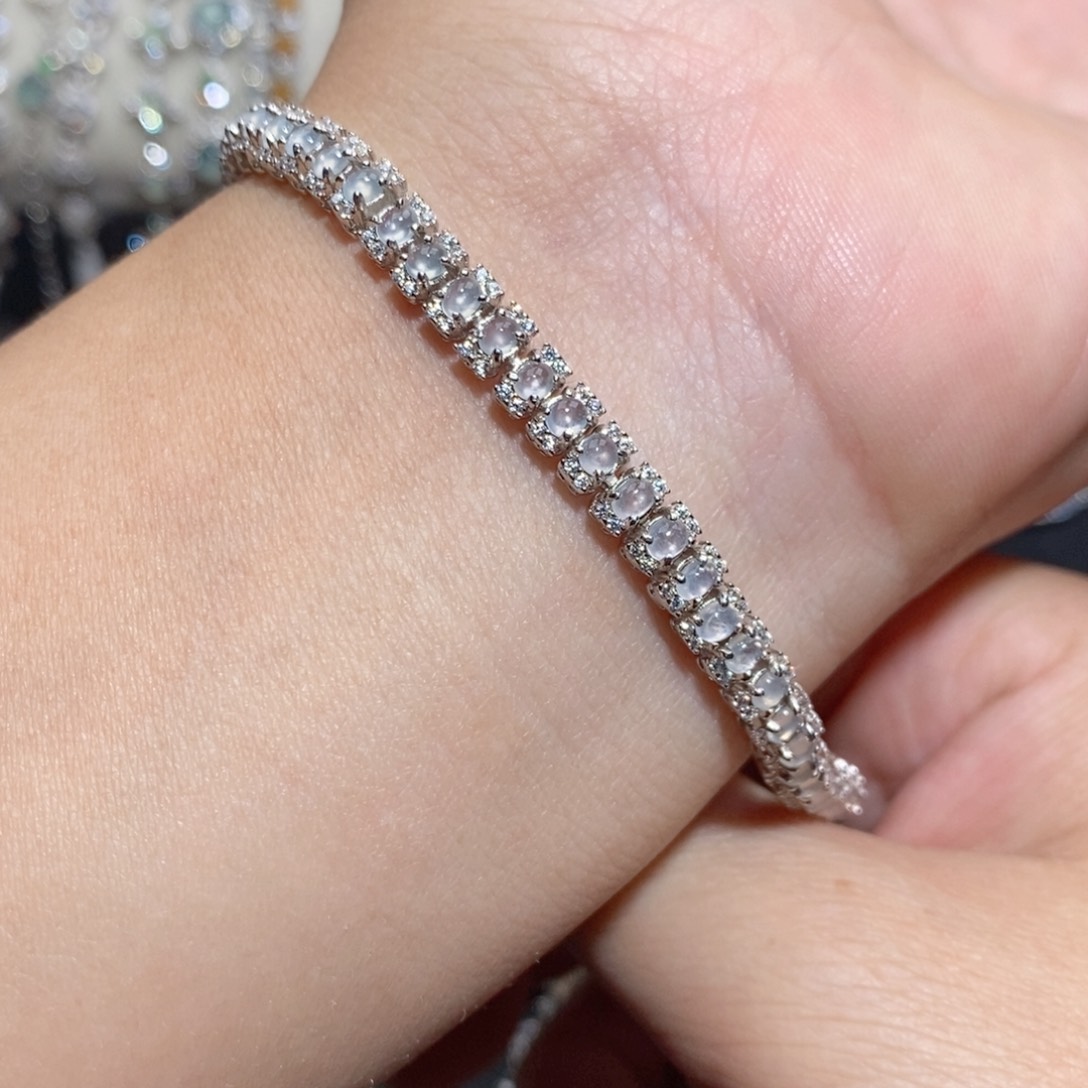 翡翠手链银S925镶嵌b n j k