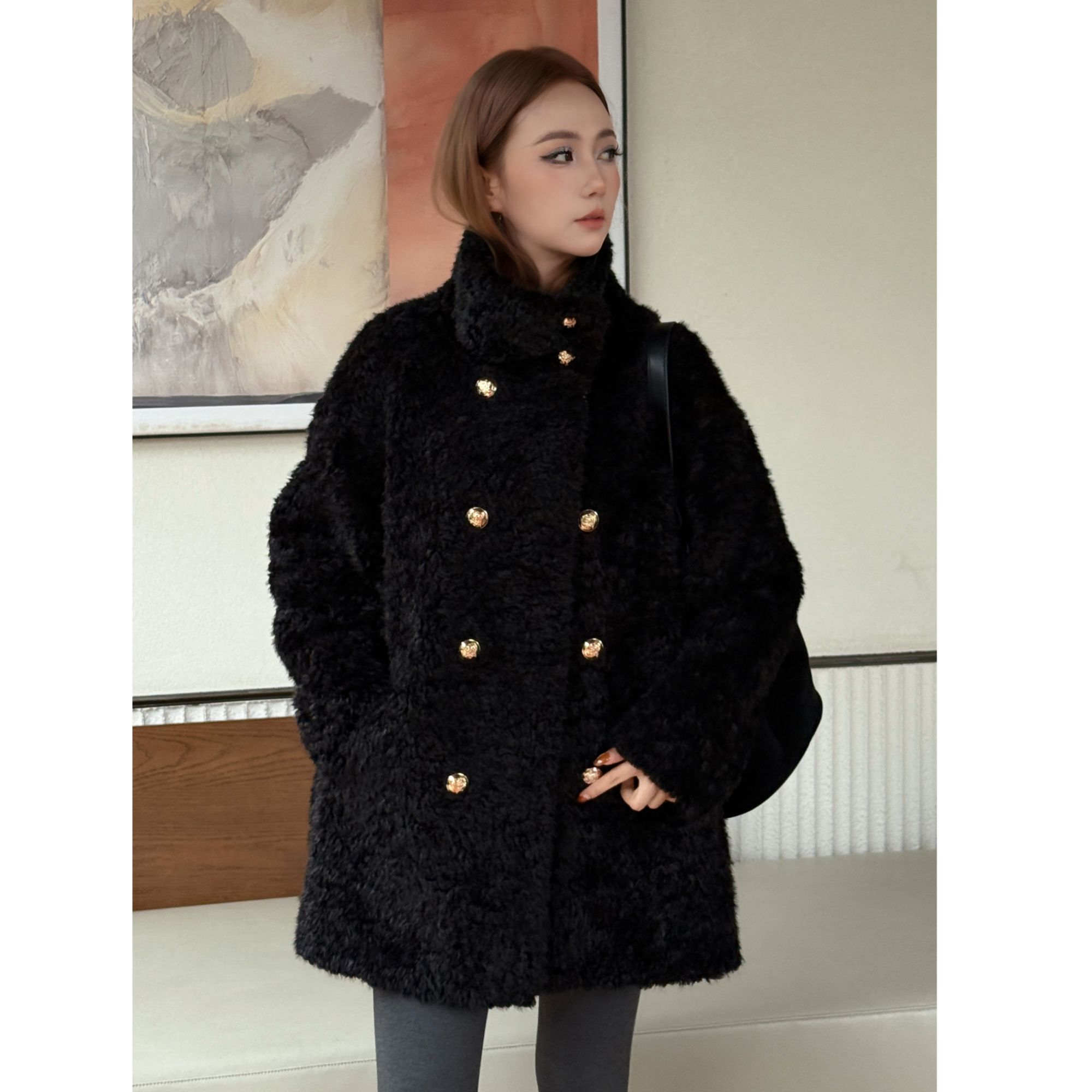 【胡子小妞】 双排扣立领外套 251225