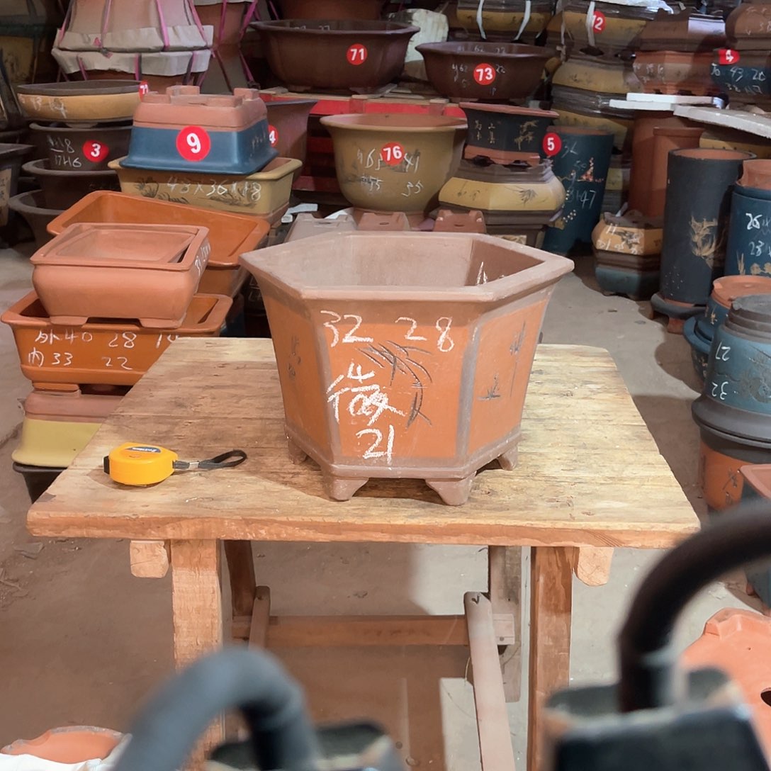 紫砂花盆六方盆一个微