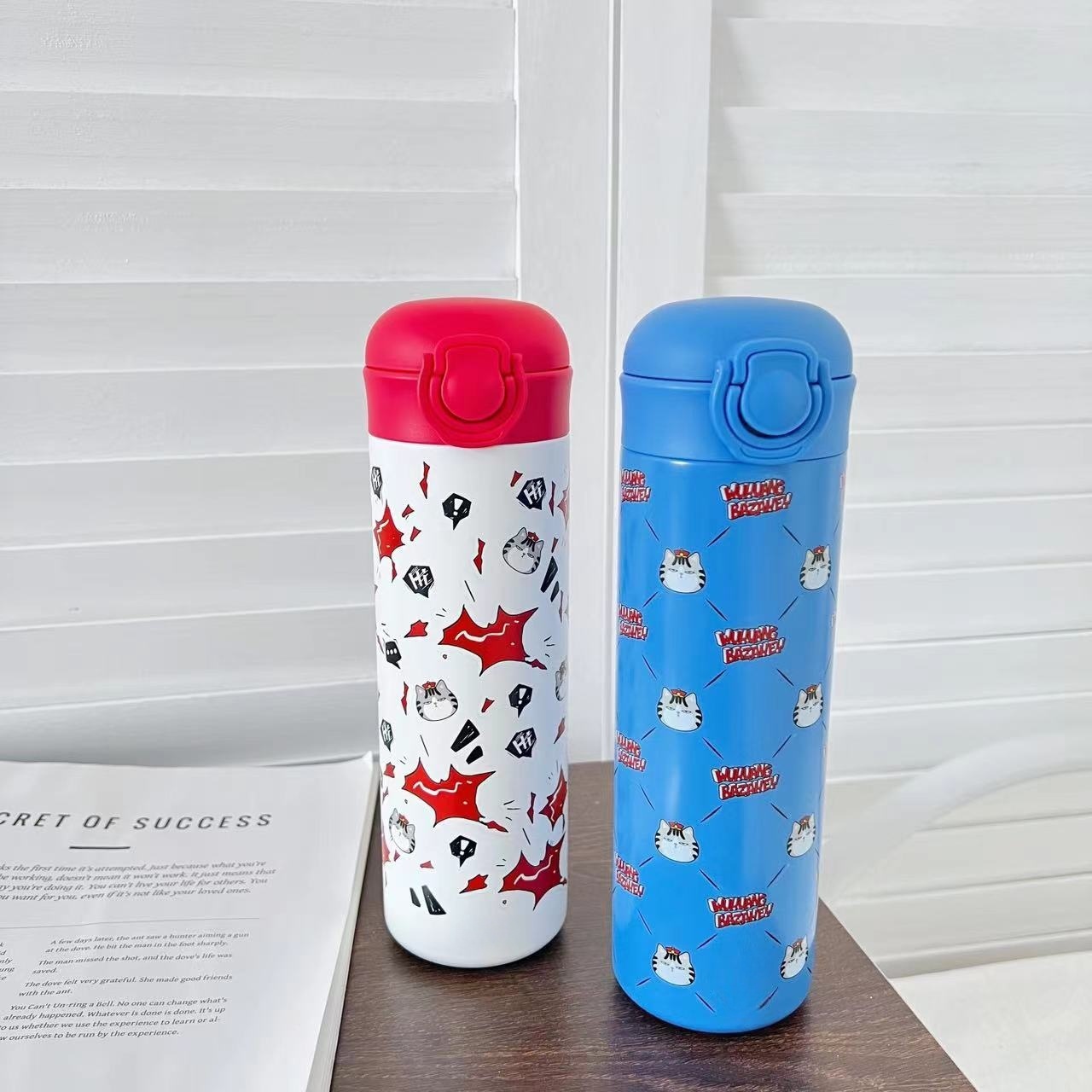 新款弹盖直身猫咪保温杯(450ml)Z1365