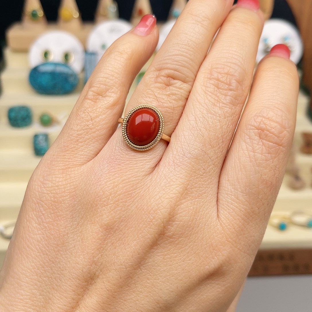 南红玛瑙戒指合金