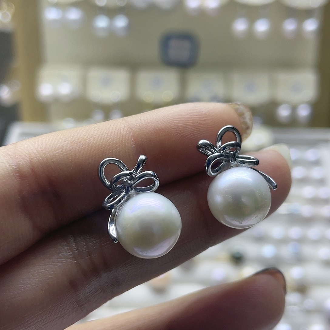 淡水珍珠耳饰银S925镶嵌