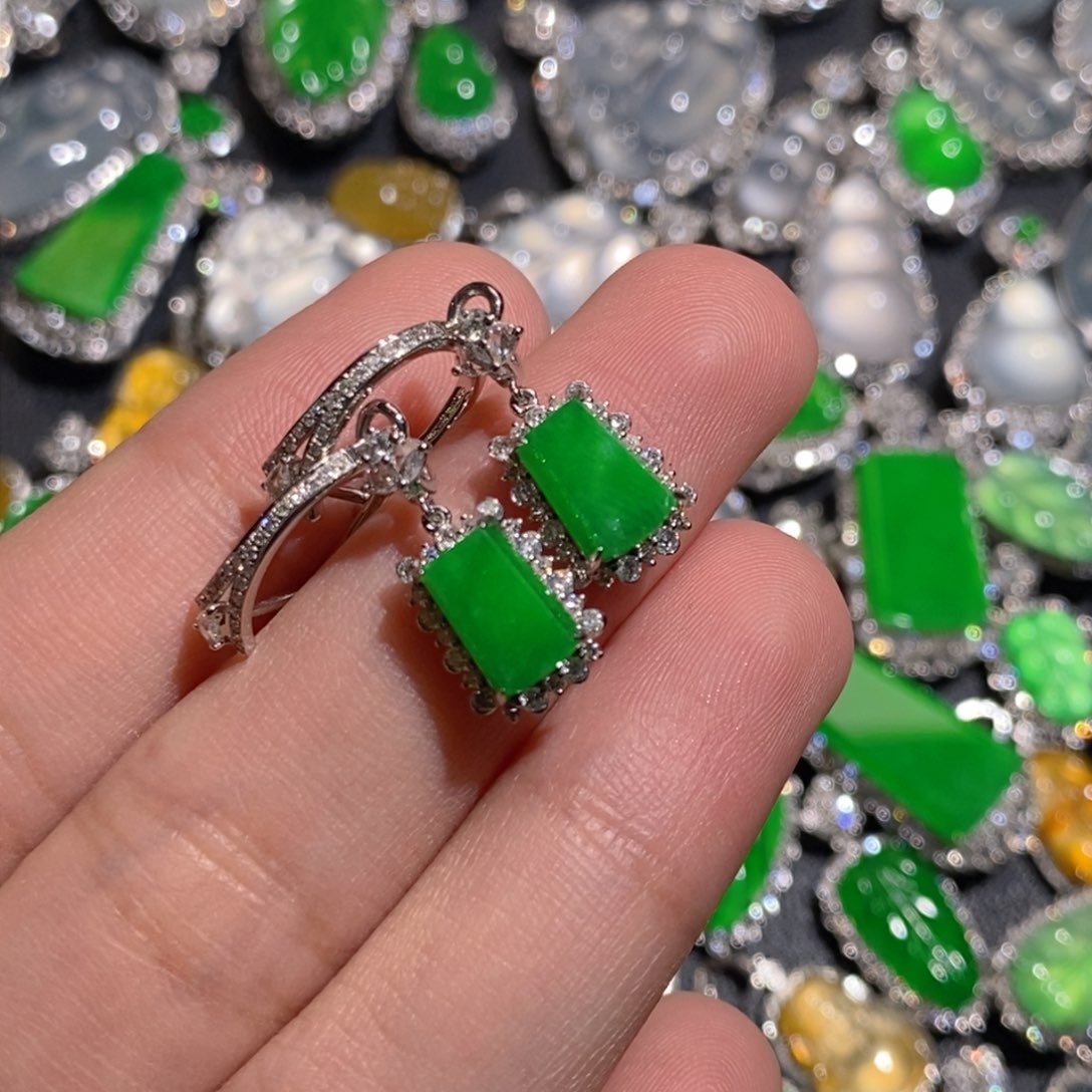 翡翠耳饰18K金镶嵌两用款耳包