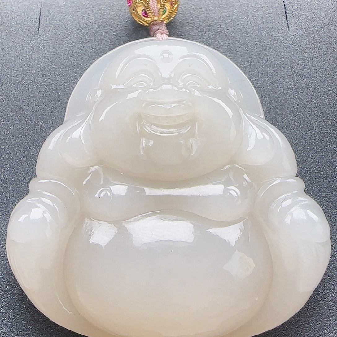 和田玉18K金镶嵌吊坠(赠链)