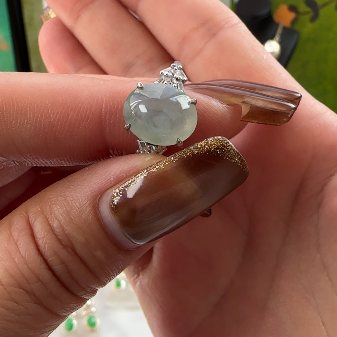 翡翠银S925镶嵌戒指