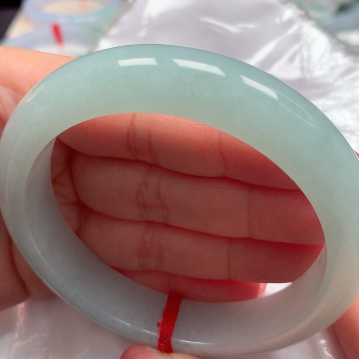 翡翠手镯未镶嵌冰晴蓝62宽版厚装