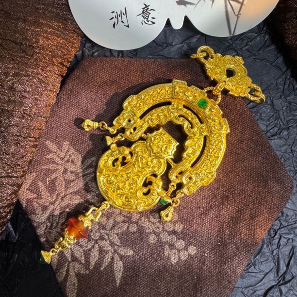 【肆玥珠宝】 足金999黄金吊坠周洋霞老师国金錾刻龙吟凤鸣55.32g