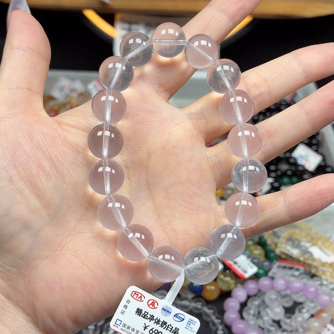 手串水晶未镶嵌卡12精品净体奶白晶19