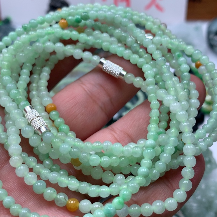 翡翠颈饰未镶嵌保真天然A货翡翠