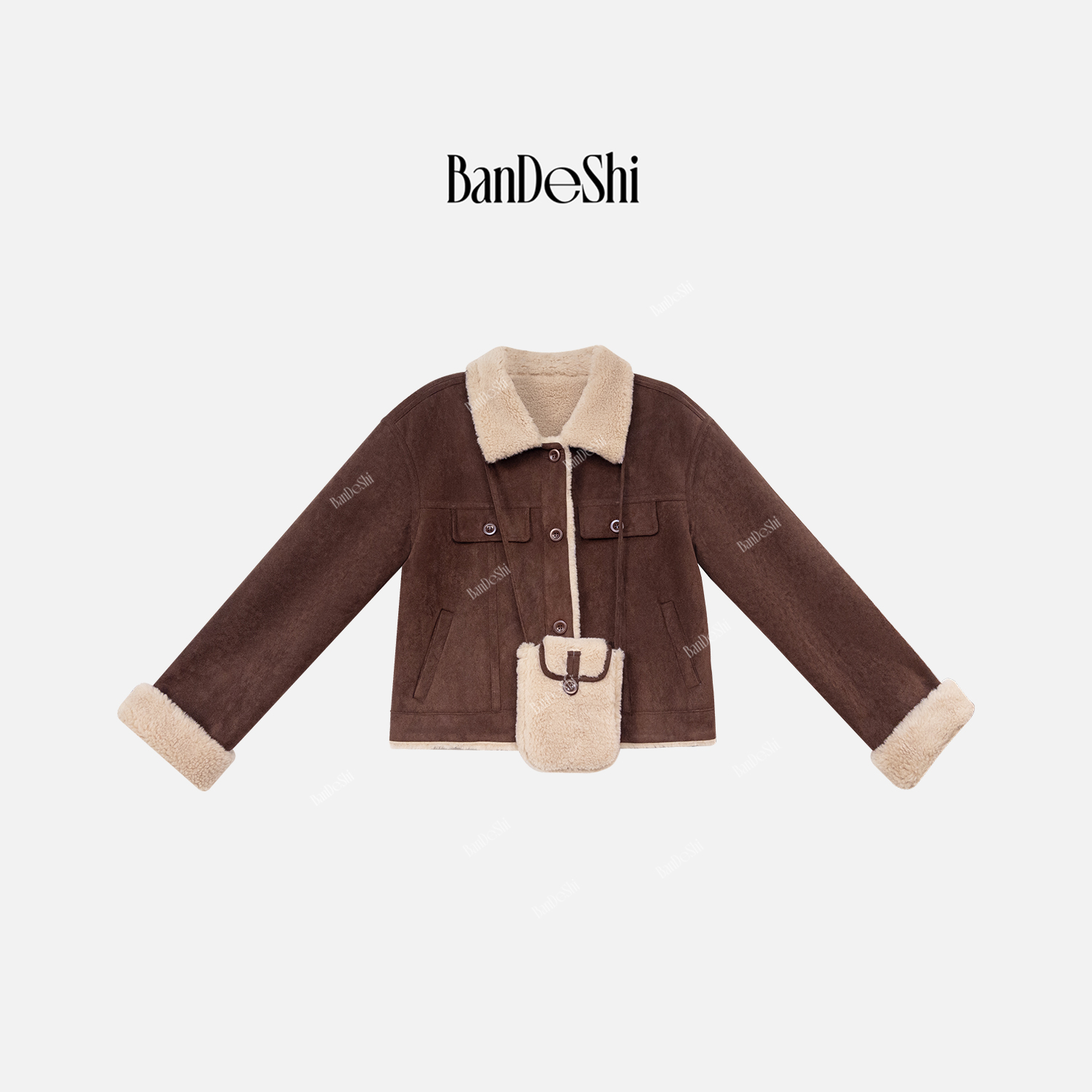 【C4456】# 班德施-冬款时尚百搭加厚拼接小糯米绒外套+搭小包包SS