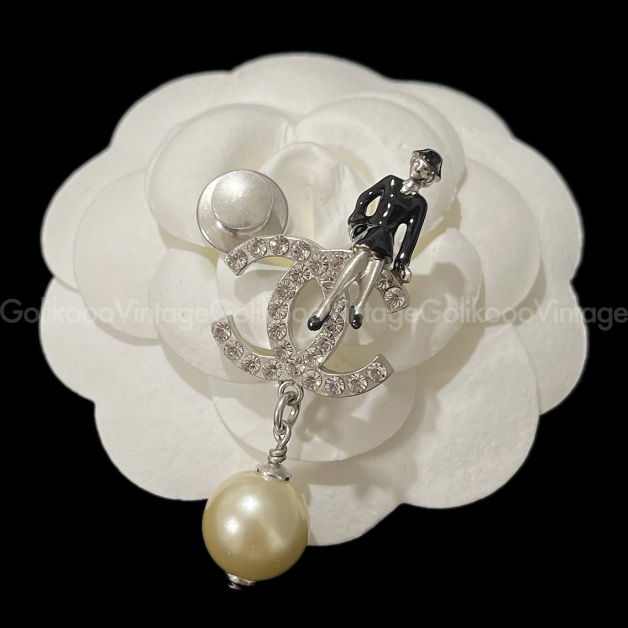 95新 Chanel/香奈儿 COCO小姐双C珍珠吊坠胸针 RB2502029 