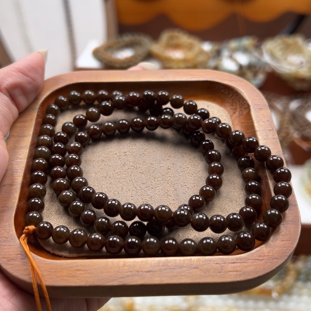 毛衣链未镶嵌和田玉珠串6mm