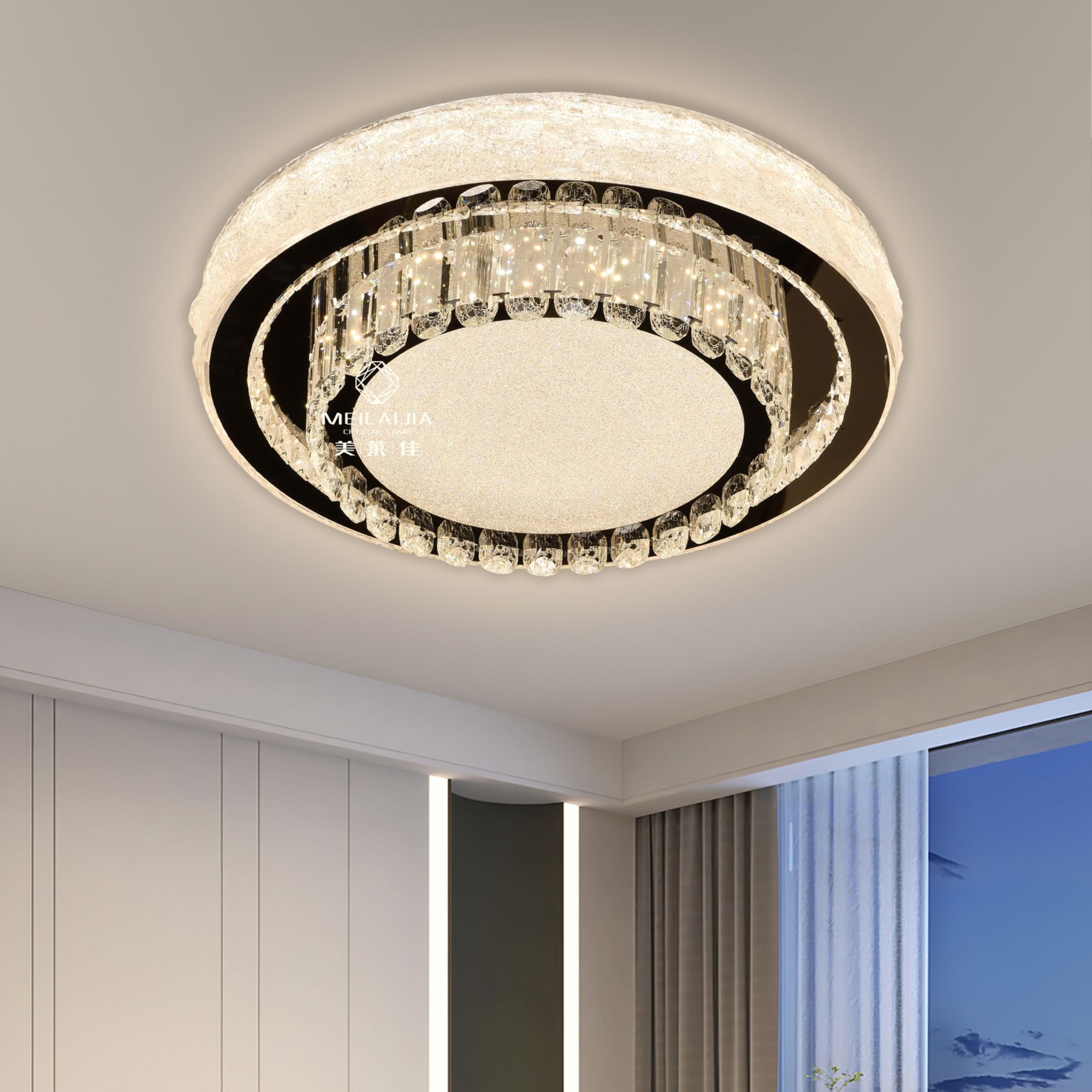 全光谱护眼水晶卧室灯2025年极简吸顶灯现代简约轻奢款大气灯具