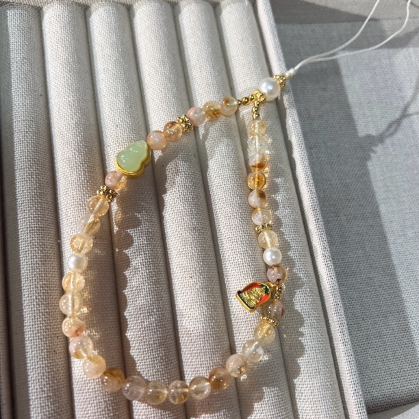 定制款天然黄塔晶黄财神手机链手机挂件防丢手机链