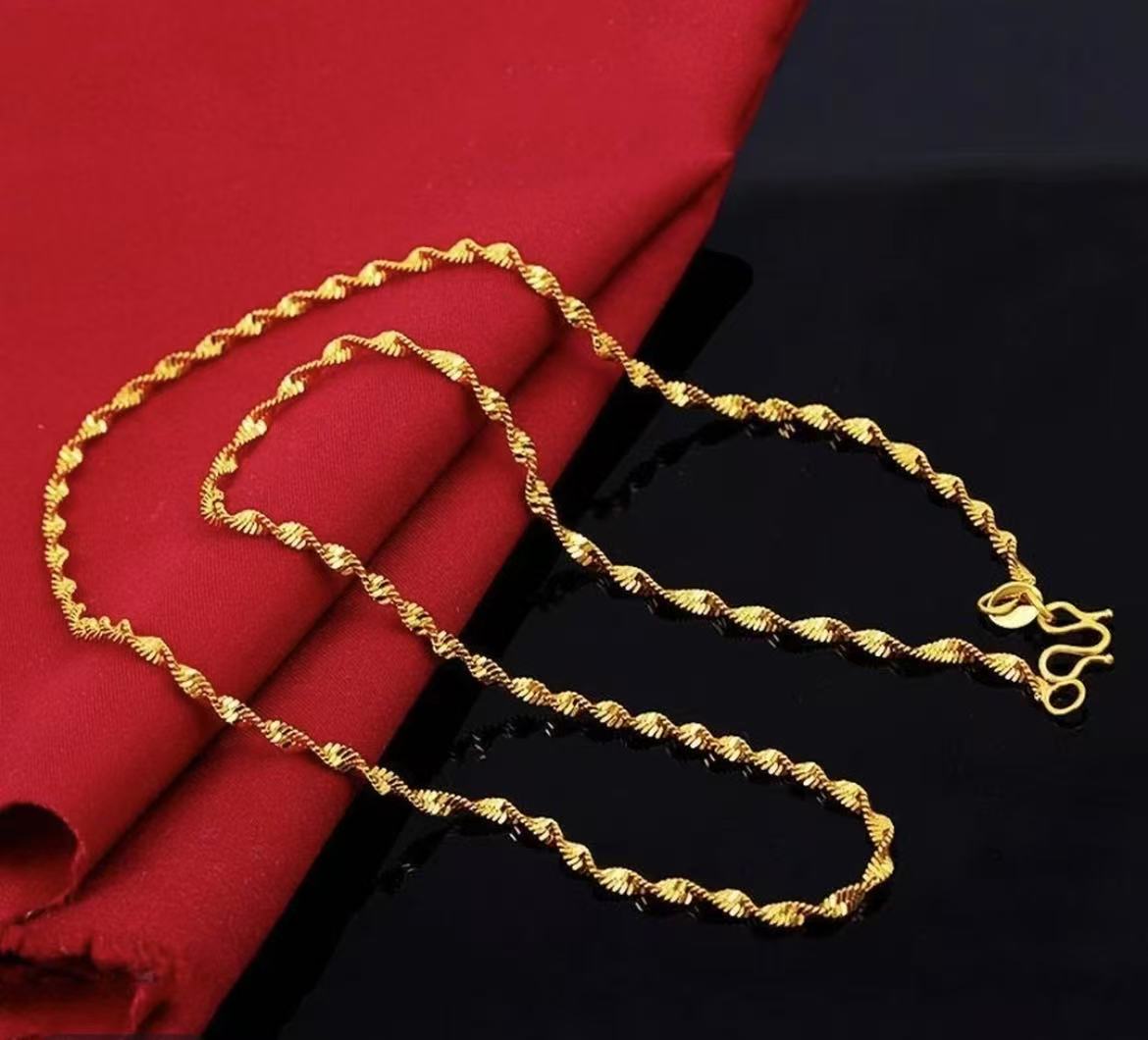 【文】    简约时尚十字链麻花链金色时尚百搭素链合金YZSP-014