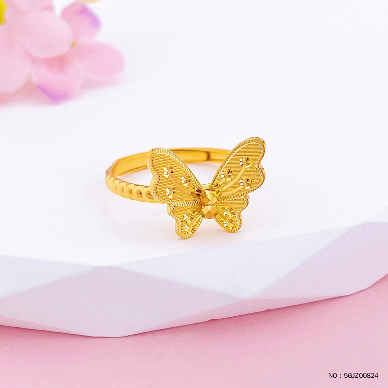 足金活口蝴蝶戒指