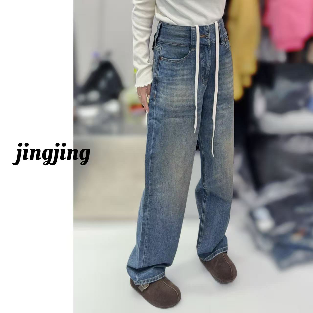 秋冬季新款休闲百搭12平方直筒牛仔裤(88612)