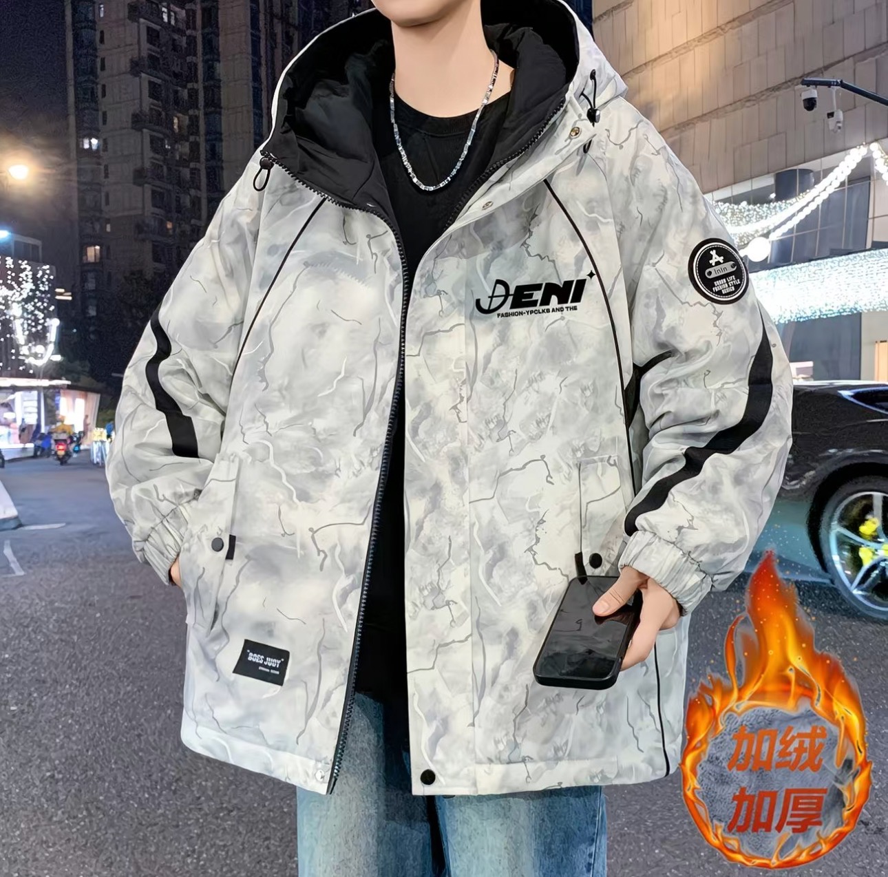 1612款加绒加厚男士夹克外套棉服