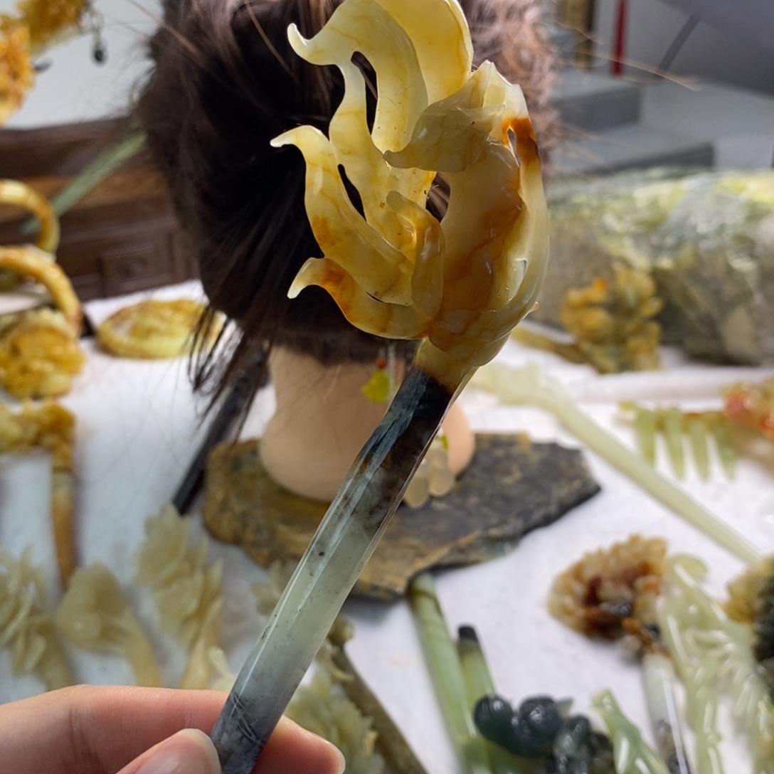 【闪购商品】蛇纹石玉合金发饰