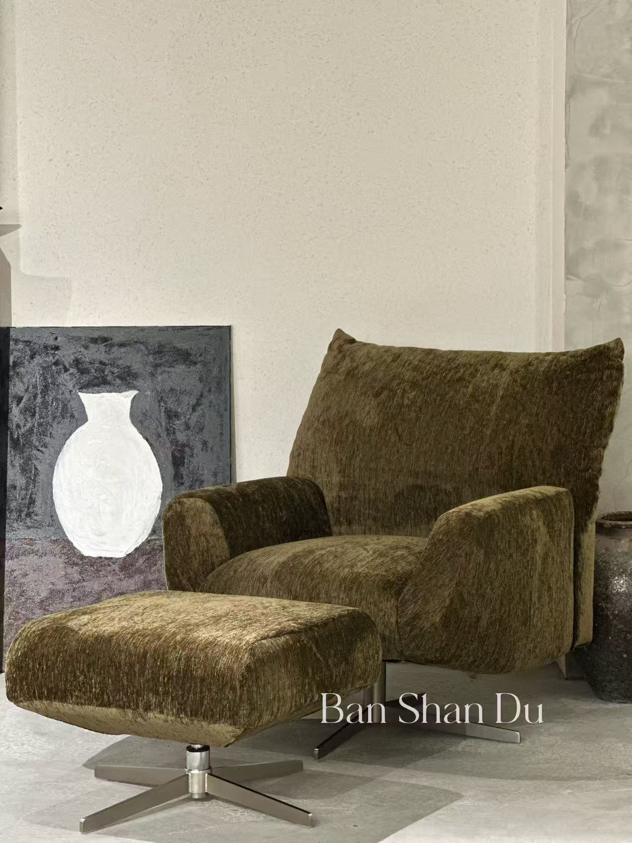 现代简约高级绒单人沙发花瓣休闲椅意式轻奢奶油风客厅阳台休闲椅