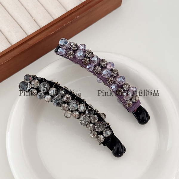 Pink Girl  X819气质优雅水晶香蕉夹精致百搭竖夹时尚马尾夹发夹