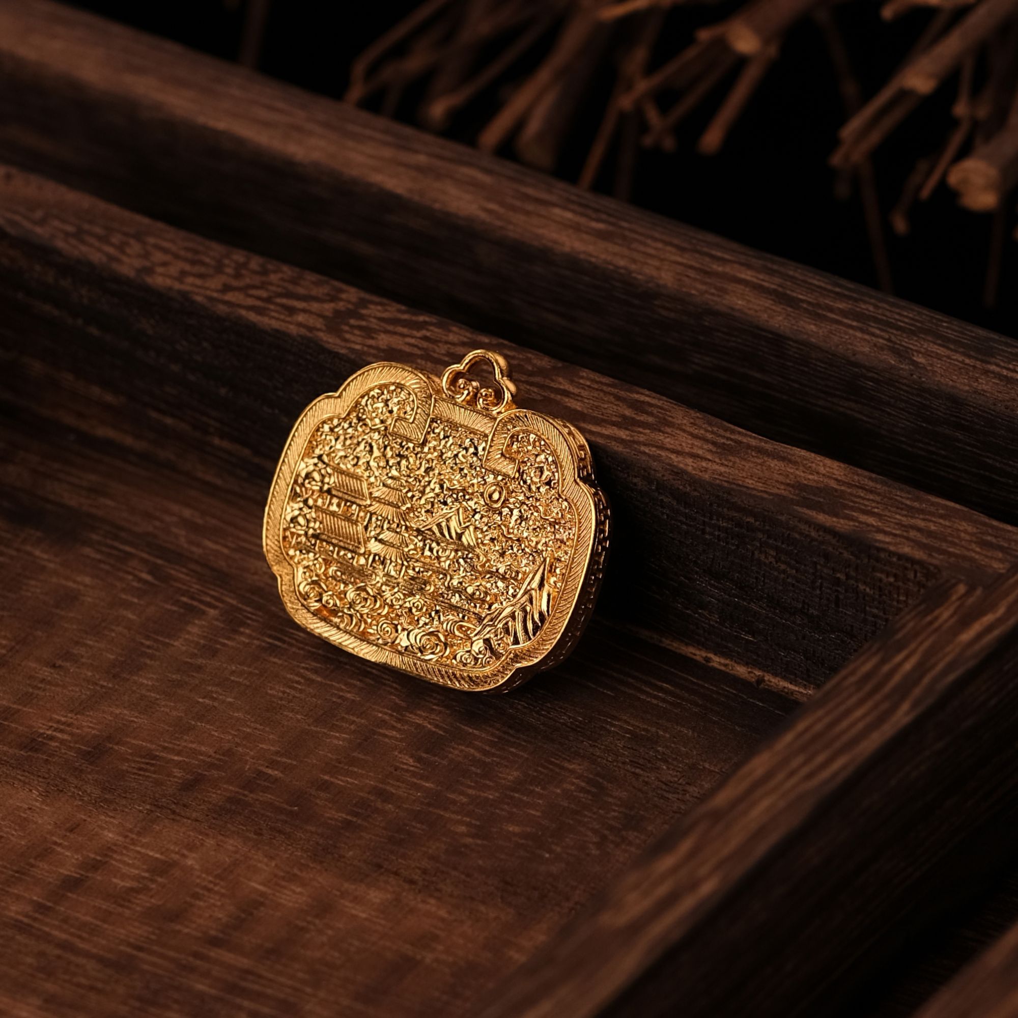 吊坠足银 吊坠足银 【金银铸】吊坠足银999千里江山锁包