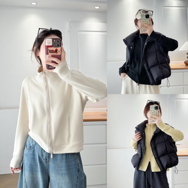 韩系立领双拉链加厚加绒外套女2025新款秋冬季超火减龄高级感上衣
