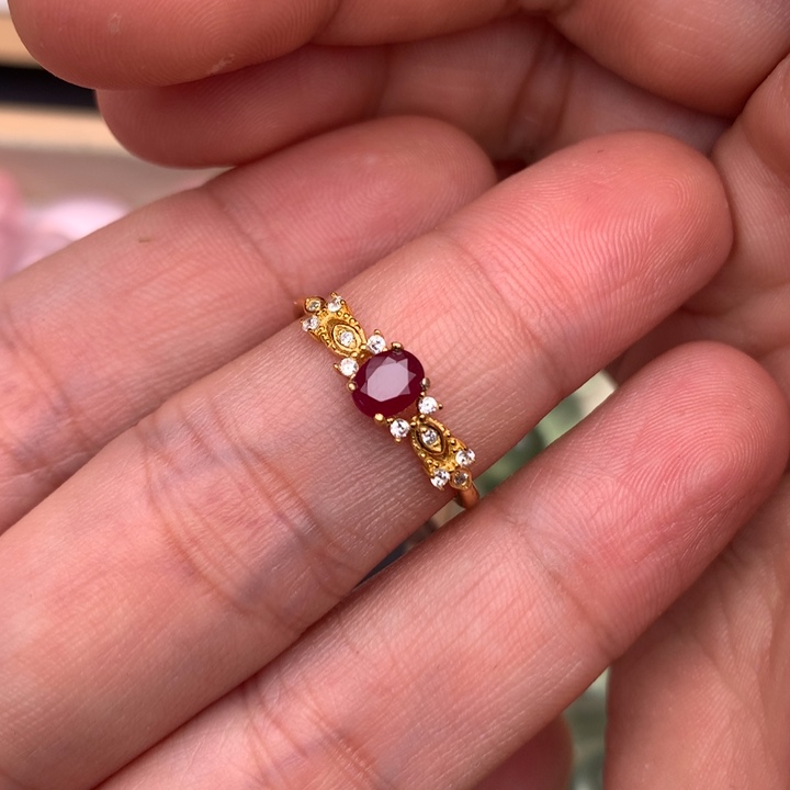 红宝石戒指银S925镶嵌