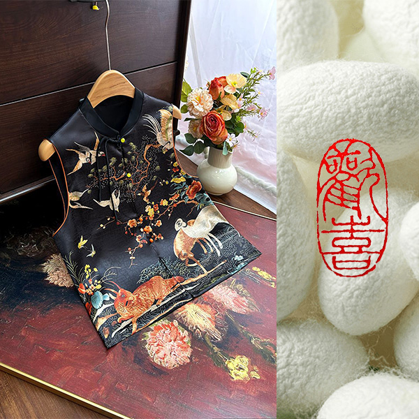 【三羊开泰】25春夏新款桑蚕丝高端新中式马甲10055