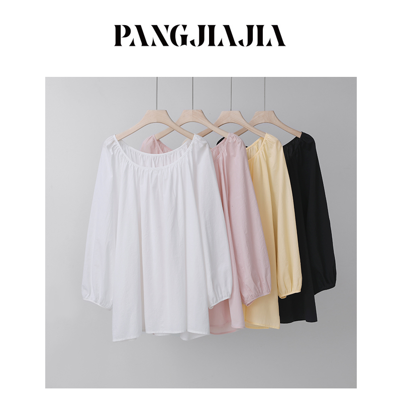 【胖佳佳】浪漫满屋 纯棉长袖衬衫秋季减龄百搭薄款小衫H624C10981