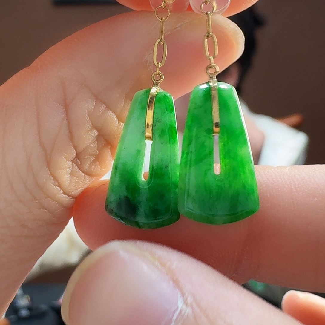 翡翠耳饰18K金镶嵌耳饰13