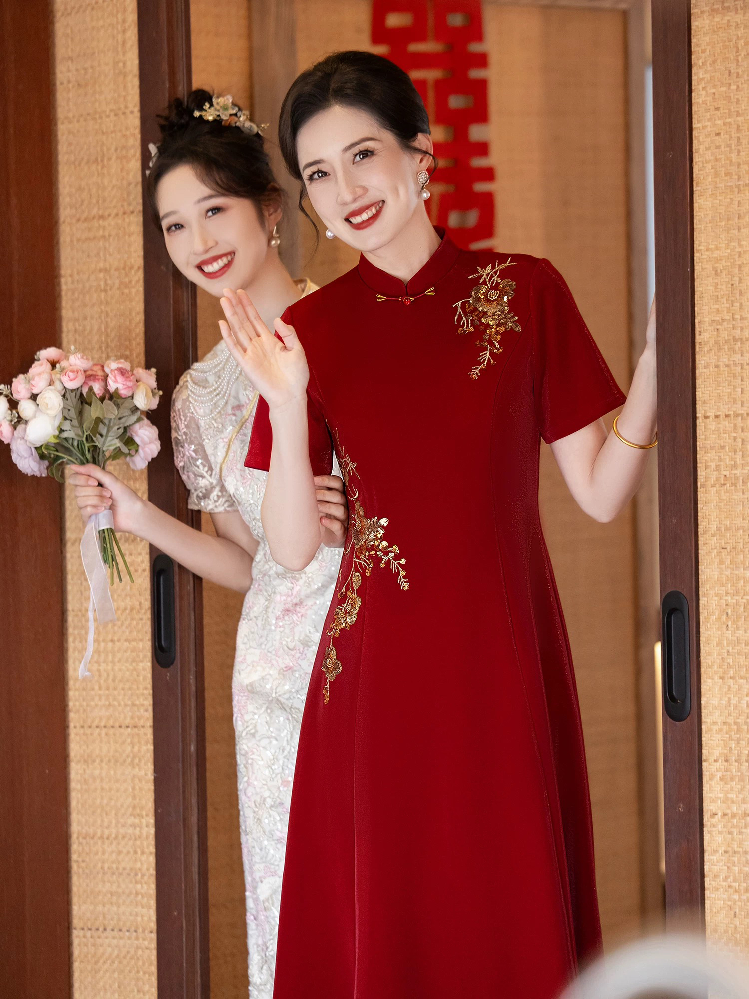 喜婆婆婚礼服妈妈结婚喜服婚宴装2025新款年轻旗袍气质高级感夏季