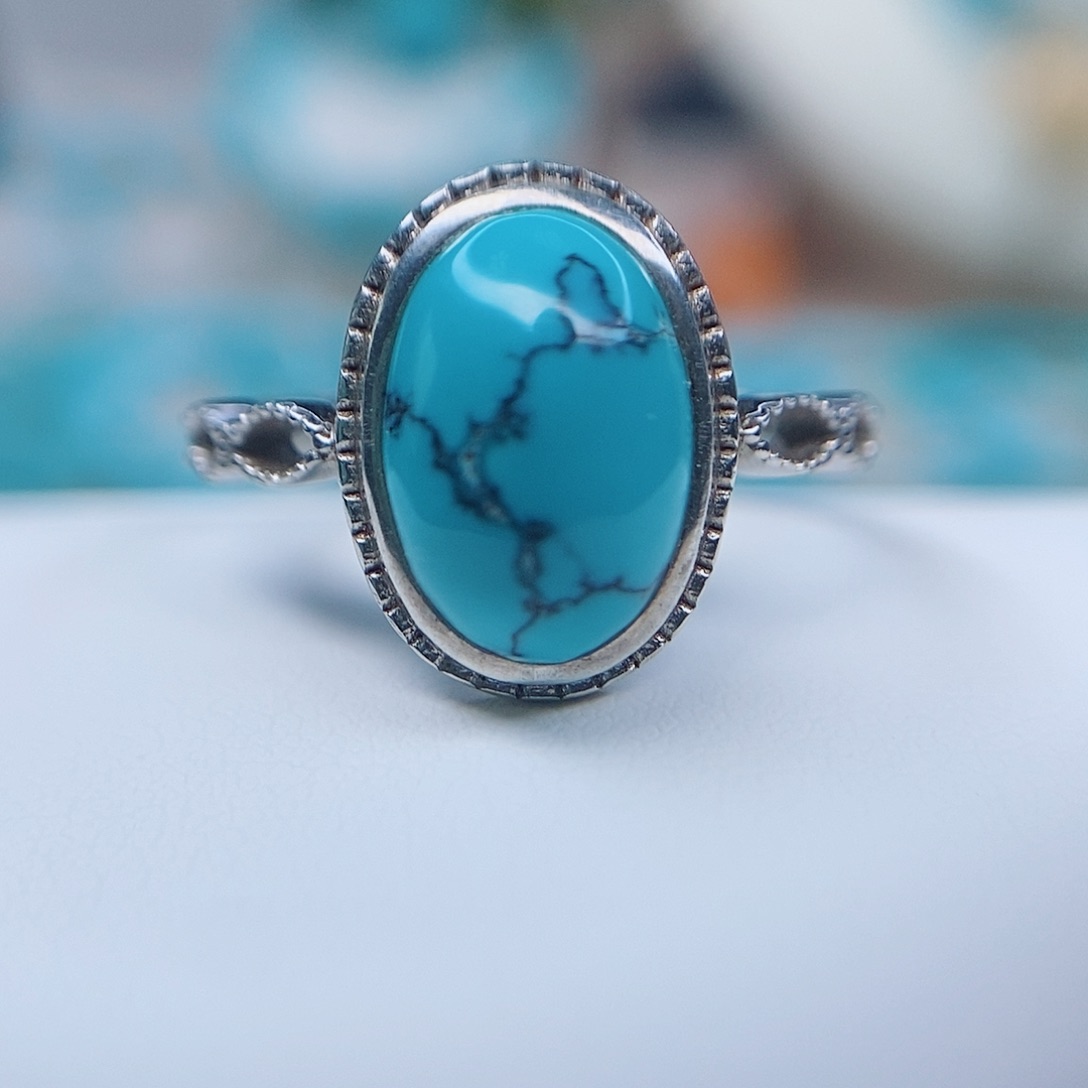 绿松石戒指银S925镶嵌