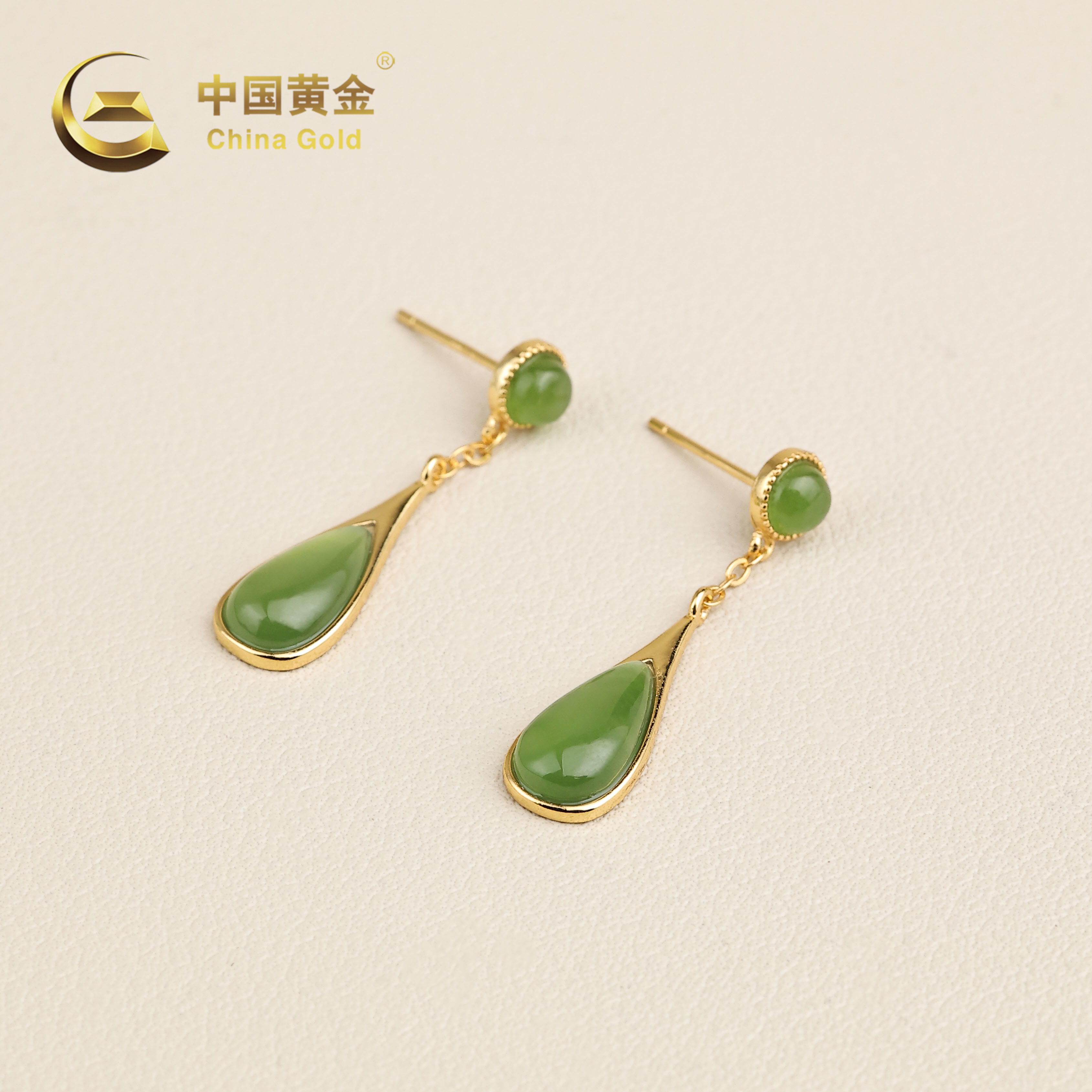 【中国黄金】沐智 | 和田玉*耳饰*S925银镶嵌-R2117-臻