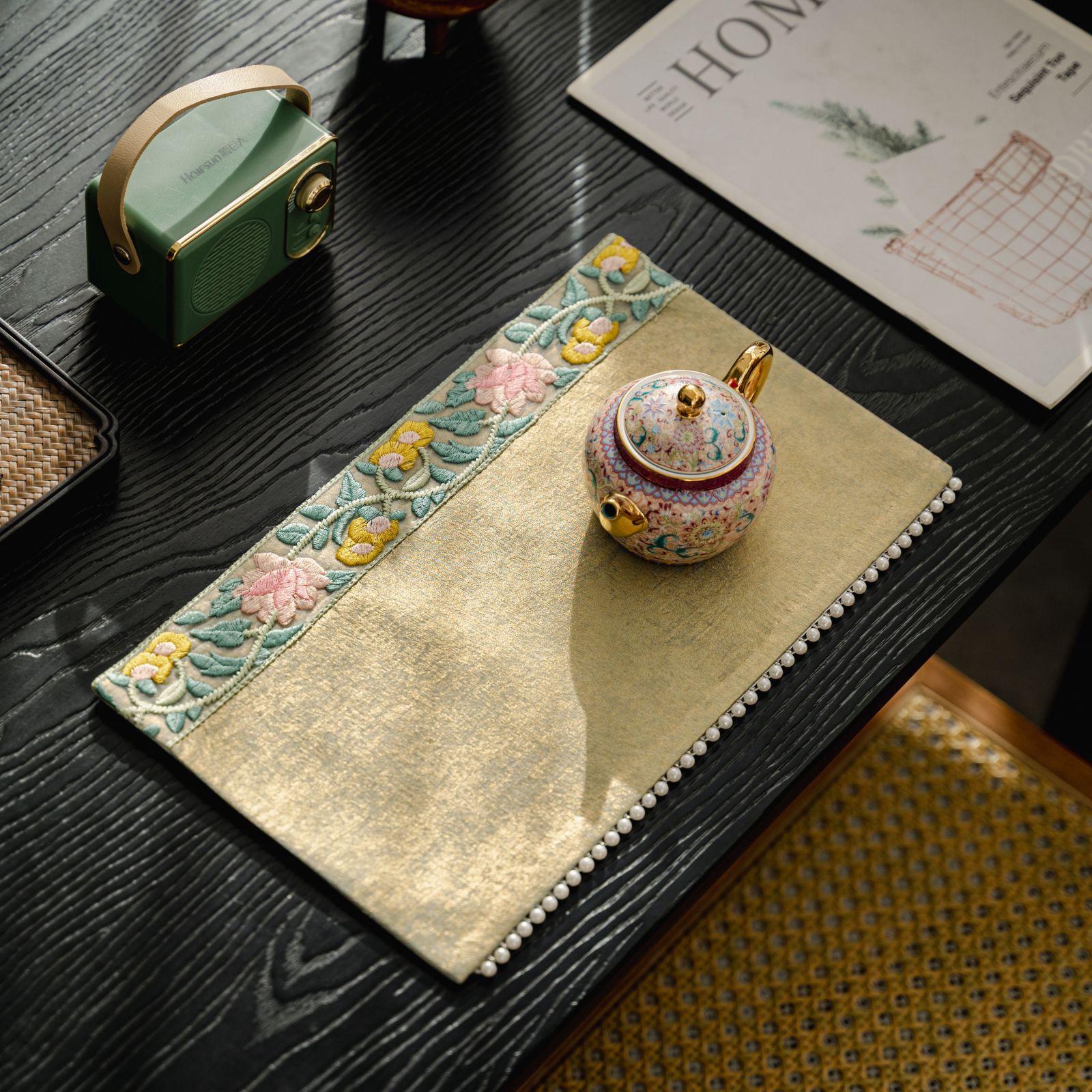 绣荷珠畔干泡茶席-金芙茶席茶周边