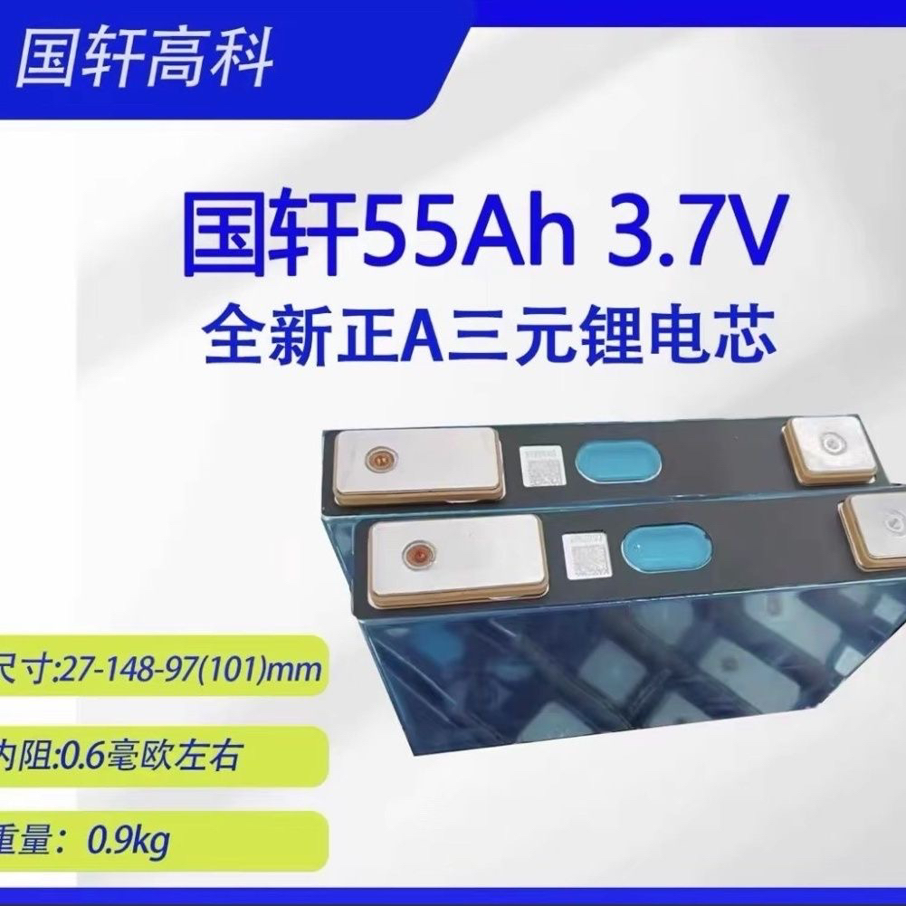 三元锂3.7V55A全新国轩磷酸铁锂大单体电芯外卖动车储