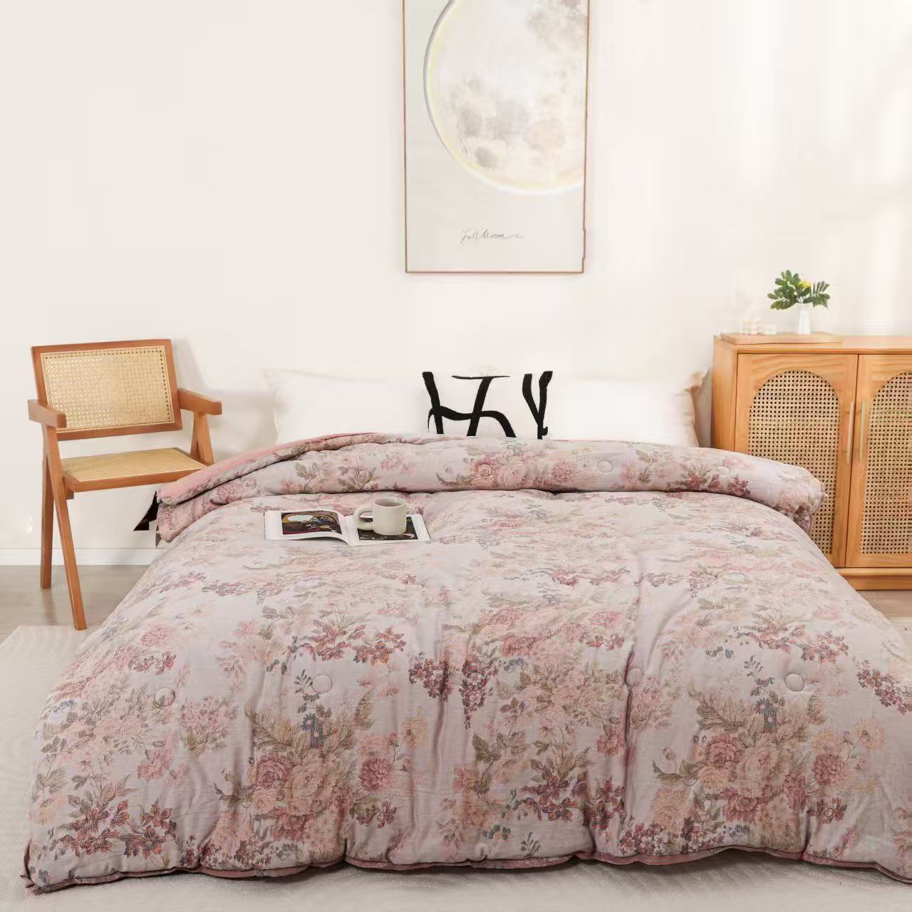 【花团-双人被】200*230李时珍全棉双层纱A类可机洗