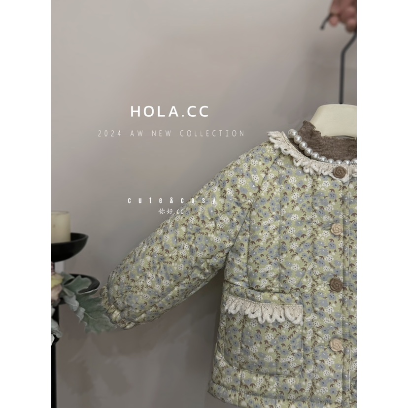 【现货】HLCC-8707-儿童洋气时尚百搭花边绗绣棉衣外套（冬款）