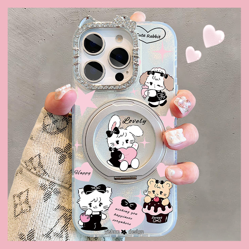 甜心玩偶mikko适用苹果16promax手机壳360旋转支架iPhone15pro支