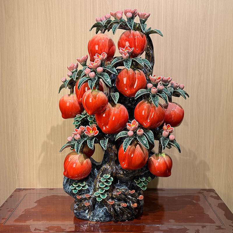 【大展鸿图桃树】石湾公仔尺寸长度40高度60