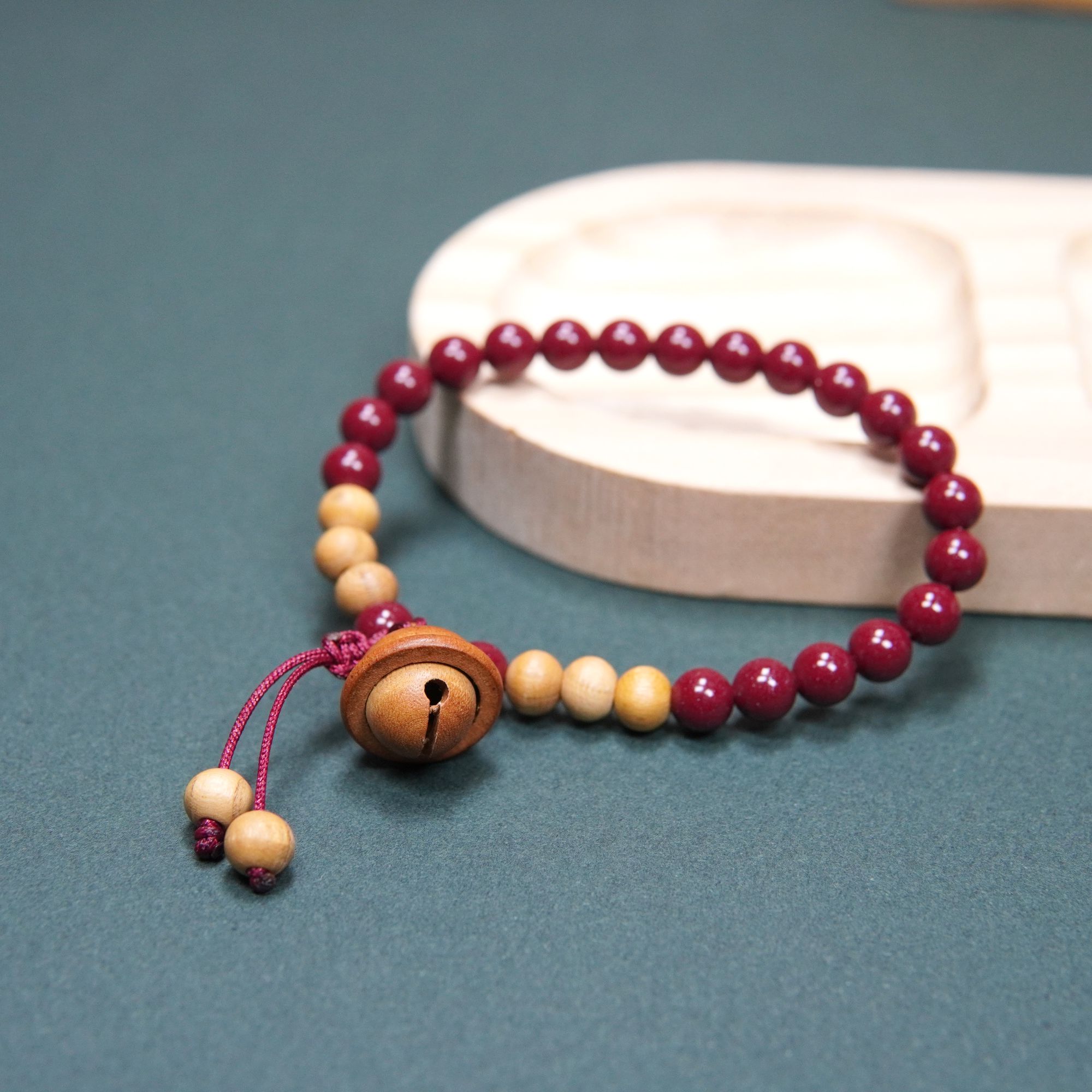 含辰砂工艺品朱砂珠子 搭配老桃木铃铛 6mm珠子 男女士手串 S219