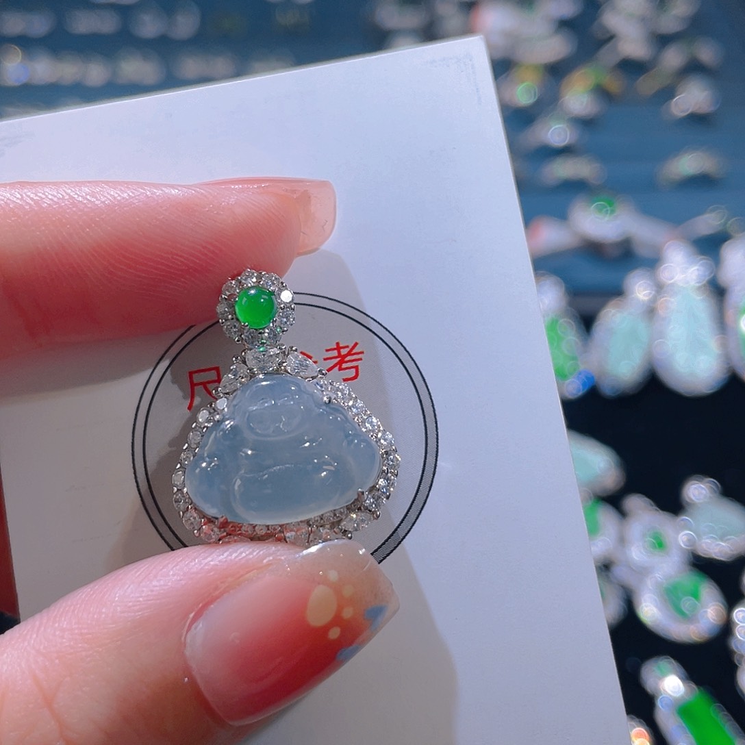 吊坠(不含链)银S925镶嵌翡翠