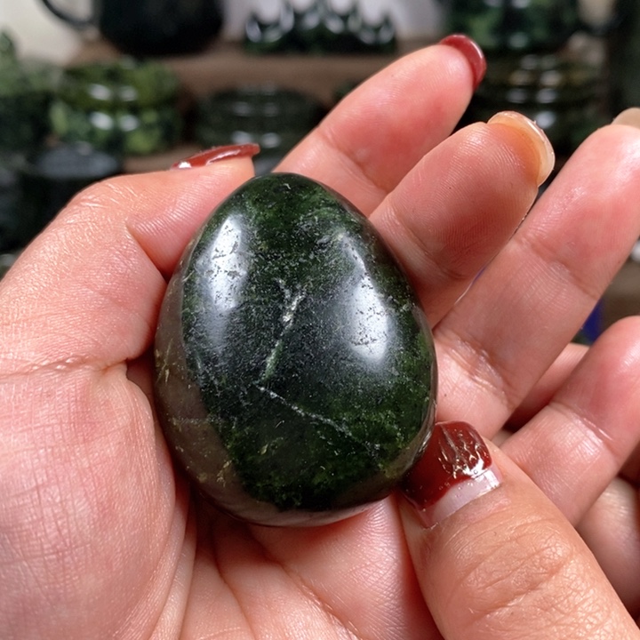 蛇纹石玉手把件未镶嵌藏玉药王石手把件，微瑕，