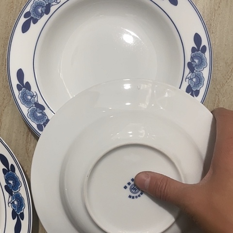 景德镇陶瓷双蕾花8英寸深盘2个釉下彩特殊款